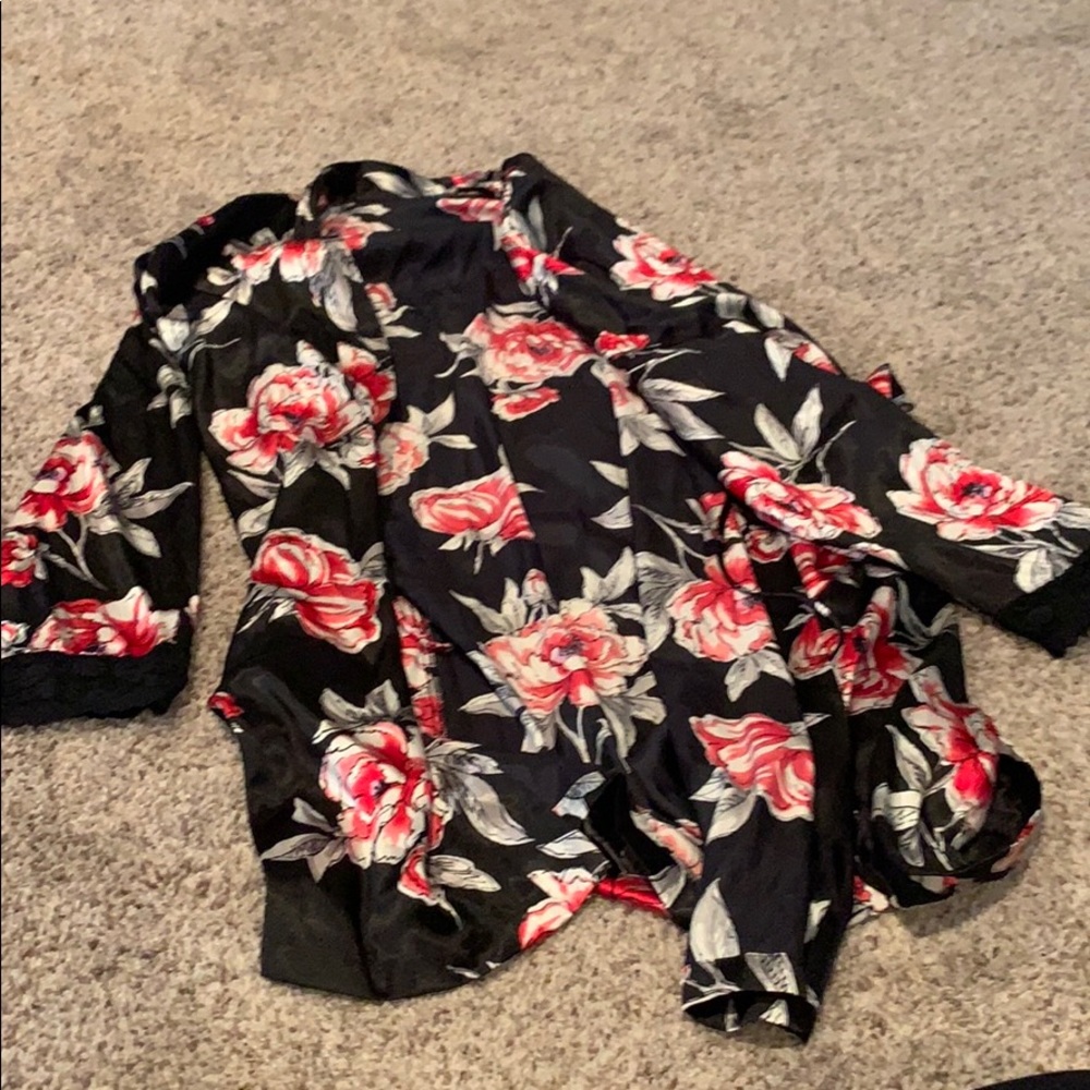Silk floral robe